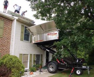 The Equipter Roofers Buggy allows us to remove debris from you roof without ruining your landscaping.